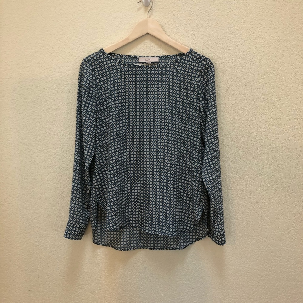 Ann Taylor LOFT teal medallion blouse